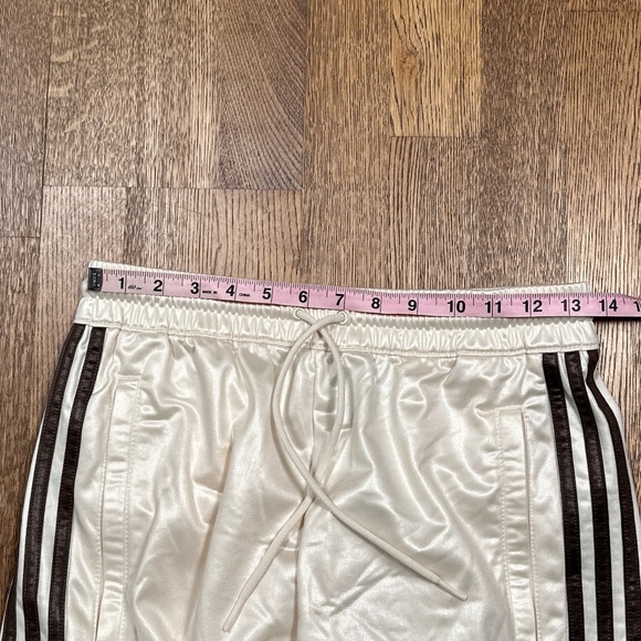 Adidas Chile 20 Wet Look White Ivory Brown Striped Satin Track Pants Mens Small - Picture 12 of 12